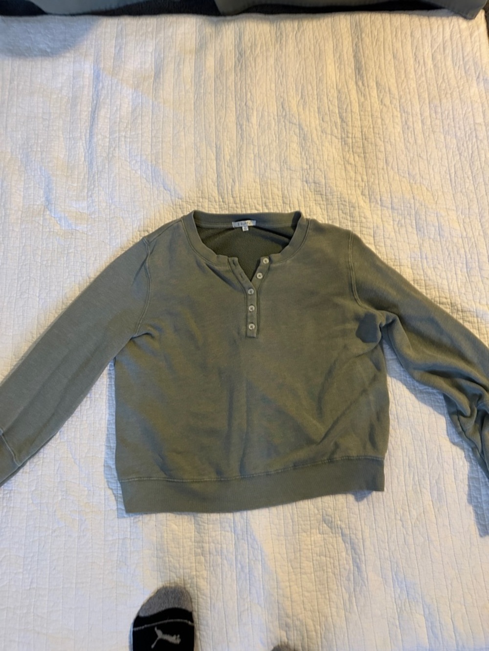 Z Supply Olive Green Henley Sweatshirt
